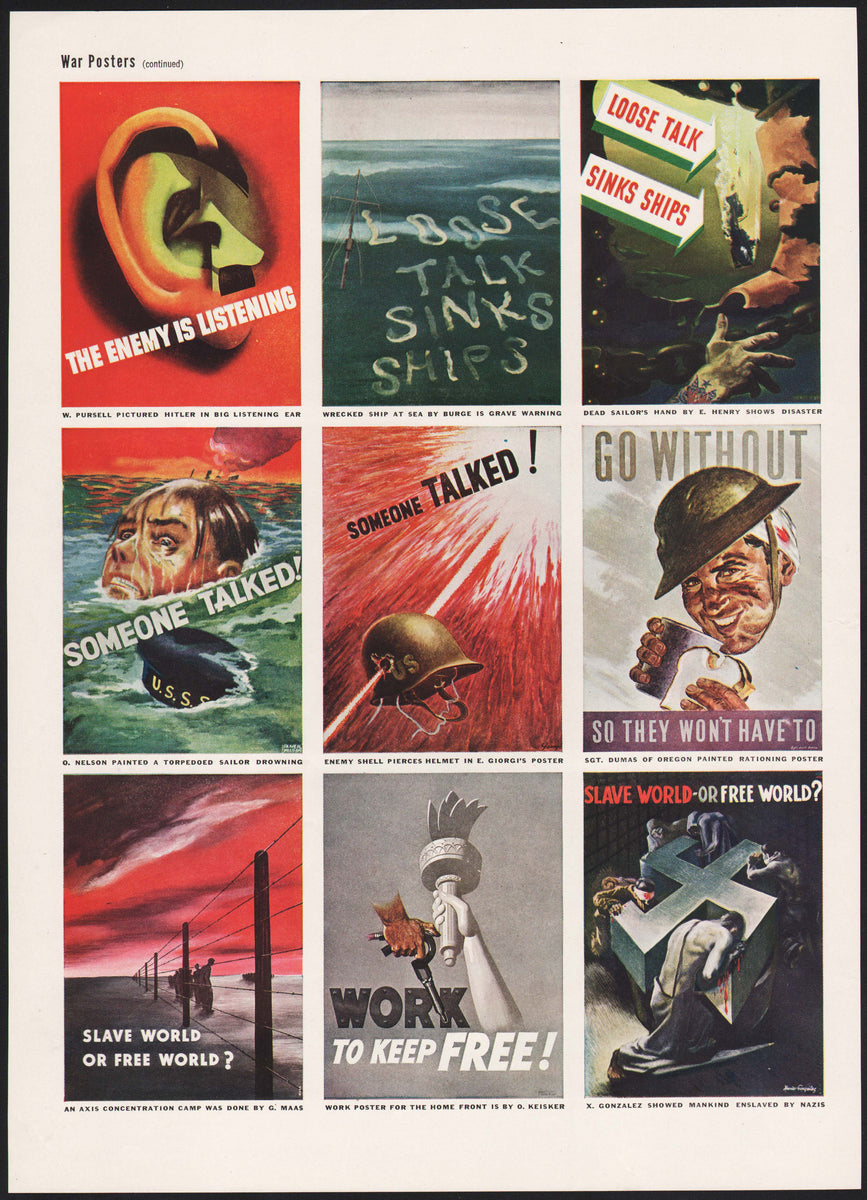 1940s Graphics Vintage magazine ad WAR POSTERS from 1942 WWII picturing US propaganda ...