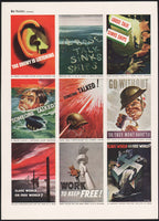 Vintage magazine ad WAR POSTERS from 1942 WWII picturing US propaganda 2 page