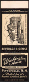 Vintage matchbook cover WASHINGTON HOUSE hotel Pittsfield NH salesman sample