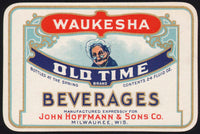 Vintage soda pop bottle label WAUKESHA OLD TIME BEVERAGES grandma pictured Milwaukee