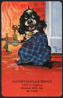 Vintage playing card WAYNES SINCLAIR SERVICE gas oil Butch dog Hickman Mills MO