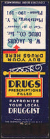 Vintage matchbook cover W B JAQUES DRUG CO mortar pestle Plattsburg New York