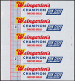 Vintage bread wrapper WEINGARTENS CHAMPION Houston Texas dated 1961 unused n-mint