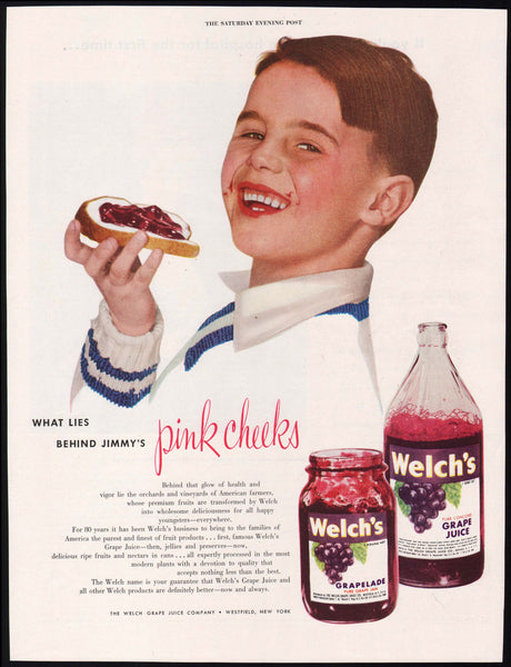 Vintage magazine ad WELCHS GRAPE JAM AND GRAPE JUICE 1949 boy pictured