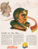 Vintage magazine ad WESTERN AMMUNITION from 1944 soldier hunter Walt Otto art