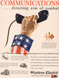 Vintage magazine ad WESTERN ELECTRIC COMMUNICATIONS 1942 Army Navy pennant WWII