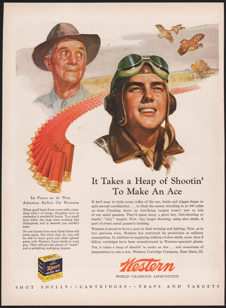 Vintage magazine ad WESTERN AMMUNITION Xpert from 1944 soldier and man pictured
