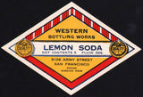 Vintage soda pop bottle label WESTERN LEMON SODA San Francisco California n-mint+