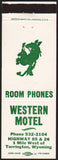 Vintage matchbook cover WESTERN MOTEL with bronco pictured Torrington Wyoming