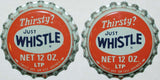 Soda pop bottle caps Lot of 100 THIRSTY JUST WHISTLE plastic lined new old stock