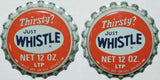 Soda pop bottle caps Lot of 25 THIRSTY JUST WHISTLE plastic lined new old stock