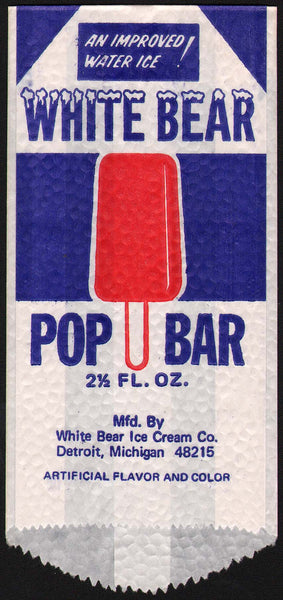 Vintage bag WHITE BEAR POP BAR White Bear Ice Cream Detroit Michigan unused n-mint