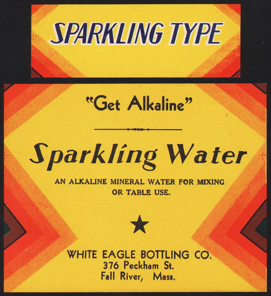 Vintage soda pop bottle label WHITE EAGLE SPARKLING WATER Fall River Mass n-mint+