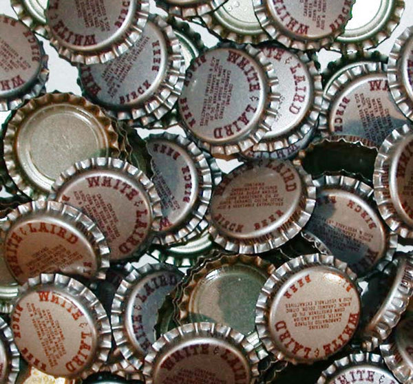 Soda pop bottle caps Lot of 12 WHITE and LAIRD BIRCH BEER unused new old stock