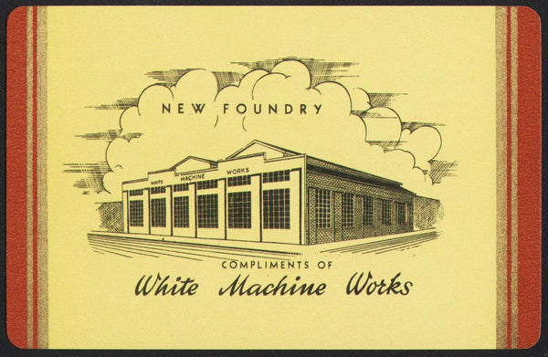 Vintage playing card WHITE MACHINE WORKS foundry pictured brown border Eau Claire Wis