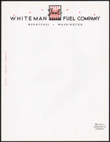 Vintage letterhead WHITEMAN FUEL COMPANY Tidewater Oil Wenatchee Washington n-mint