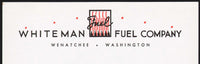 Vintage letterhead WHITEMAN FUEL COMPANY Tidewater Oil Wenatchee Washington n-mint