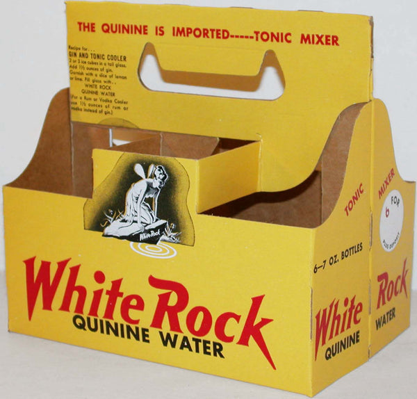 Vintage soda pop bottle carton WHITE ROCK Psyche pictured new old stock n-mint