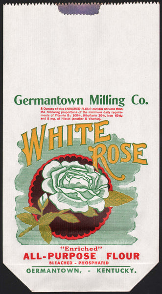 Vintage bag WHITE ROSE All Purpose Flour rose pictured Germantown Milling Kentucky