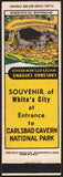 Vintage matchbook cover WHITES CITY at entrance to Carlsbad Cavern New Mexico