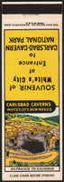 Vintage matchbook cover WHITES CITY at entrance to Carlsbad Cavern New Mexico