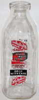 Vintage milk bottle WHITESTONE FARMS New York City 2 color cop SPQ pyro quart