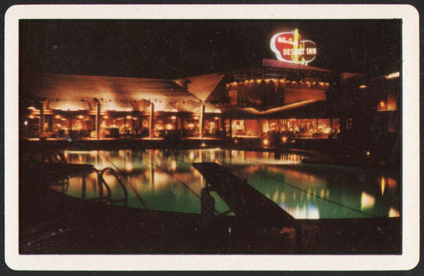 Vintage playing card WILBUR CLARKS DESERT INN nighttime picture Las Vegas Nevada