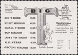 Vintage placemat WILD BILLS BIG T steaks cartoon cowboy Tucson Arizona n-mint