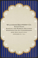 Vintage playing card WILKINSON EQUIPMENT CO Sundstrand Worthington Chicago ILL