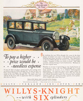 Vintage magazine ad WILLYS KNIGHT SIX Overland from 1925 picturing a green car