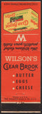 Vintage matchbook cover WILSONS CLEAR BROOK CREAMERY BUTTER package pictured Chicago