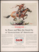 Vintage magazine ad WINCHESTER Olin 1946 In Peace and War Philip R Goodwin art
