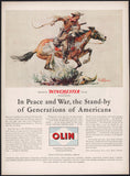 Vintage magazine ad WINCHESTER Olin 1946 In Peace and War Philip R Goodwin art