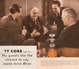 Vintage magazine ad WINE from 1940 baseball player Ty Cobb Tyrus Raymond Cobb