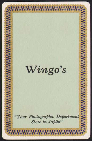 Vintage playing card WINGOS Your Photographic Department Store Joplin Missouri