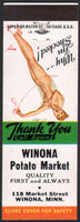 Vintage matchbook cover WINONA POTATO MARKET George Petty pinup girlie Minnesota