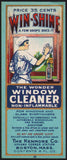 Vintage label WIN SHINE Window Cleaner woman pictured Boston Mass early one n-mint+