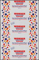 Vintage bread wrapper WONDER Continental Baking Boston Massachusetts 1956 unused