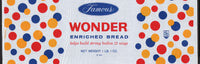 Vintage bread wrapper WONDER FAMOUS 1lb 1oz Rye NY 1961 new old stock n-mint