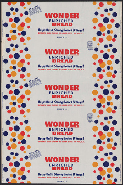 Vintage bread wrapper WONDER BREAD dated 1948 Continental New York NY unused