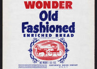 Vintage bread wrapper WONDER OLD FASHIONED carriage pictured Rye NY new old stock