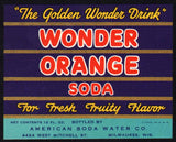 Vintage soda pop bottle label WONDER ORANGE SODA Milwaukee Wisconsin n-mint+