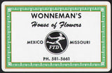 Vintage playing card WONNEMANS House of Flowers white FTD logo Mexico Missouri