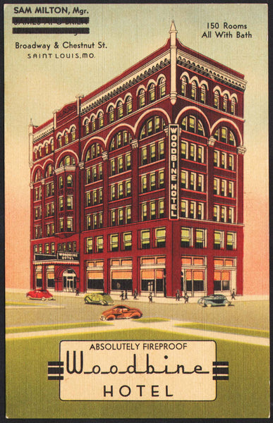 Vintage postcard WOODBINE HOTEL Sam Milton old hotel pictured Saint Louis Missouri