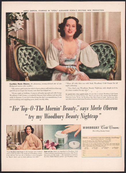 Vintage magazine ad WOODBURY COLD CREAM 1941 Merle Oberon starring in Lydia pictured