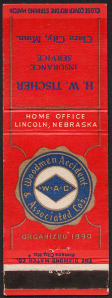 Vintage matchbook cover WOODMAN Insurance H W Tischer Clara City Minnesota