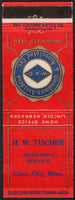 Vintage matchbook cover WOODMAN Insurance H W Tischer Clara City Minnesota