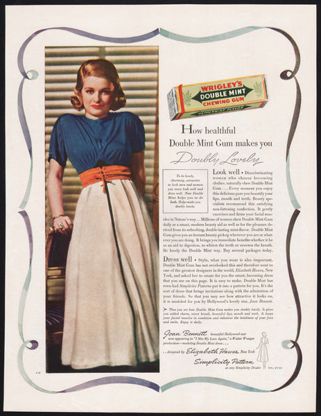 Vintage magazine ad WRIGLEYS DOUBLE MINT GUM from 1938 Joan Bennett pictured