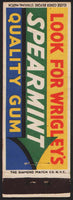 Vintage matchbook cover WRIGLEYS SPEARMINT Quality Gum full length with arrow