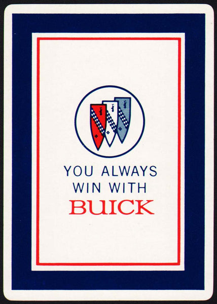 Vintage playing card YOU ALWAYS WIN WITH BUICK cars blue border with nice logo